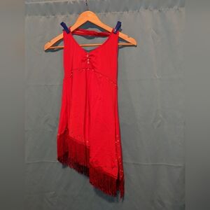 Red fringe dress with built in bottoms